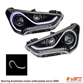 Black 3D Stripe Bar DRL projector head lights with LED indicators for Hyundai Veloster FS 2011 - 2017 - Mars Performance