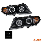 Black CCFL Angel - Eyes Projector Head Lights for BMW 3 - Series E46 Sedan & Wagon LCI 2002 - 2004 - Mars Performance