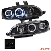 Black CCFL Angel - Eyes Projector Head Lights for Honda Civic EG 1992 - 1995 Hatch - Mars Performance