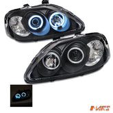 Black CCFL Angel - Eyes Projector Head Lights for Honda Civic EK 1996 - 1998 - Mars Performance