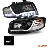 Black DAY - TIME 3D LED DRL Projector Head Lights for AUDI A4 B6 2000 - 2005 - Mars Performance