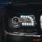 Black DAY - TIME DRL Angel - Eyes Projector Head Lights for CHRYSLER 300C 300 2005 - 2012 - Mars Performance