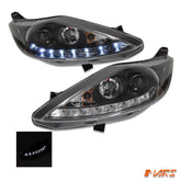Black Day - Time LED DRL Style Projector Head Lights for Ford Fiesta 2009 - 2013 WS WT - Mars Performance