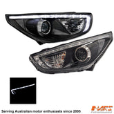 Black DRL Dual Beam Projector Head Lights for Hyundai IX35 LM 2010 - 2013 - Mars Performance