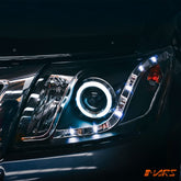 Black DRL LED & CCFL Angel Eyes Projector Head Lights for Toyota Hilux 2011 - 2015 VIGO KS UTE PICK UP - Mars Performance