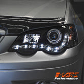 Black DRL LED Head Lights for Ford Falcon FPV BA BF Sedan Ute XR6 Turbo & XR8 2002 - 2008 - Mars Performance