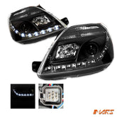 Black DRL LED Projector Head Lights for Ford Fiesta 2003 - 2008 WP WQ - Mars Performance