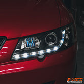 Black DRL LED Projector Head Lights for Holden & HSV Commodore VY - Mars Performance