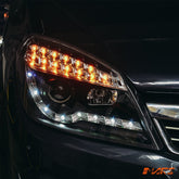 Black DRL LED Projector Head Lights with LED Indicators for Holden Astra H 2004 - 2012 - Mars Performance
