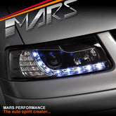 Black DRL LED Projector Head Lights with LED Indicators for VolksWagen VW Passat 1997 - 2000 - Mars Performance
