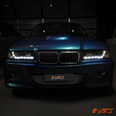 Black DRL Projector Head Lights with LED Indicator for BMW 3 - Series E36 Coupe & Sedan 1991 - 1999 - Mars Performance