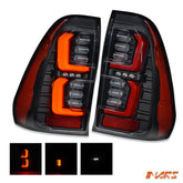 Black Full LED Tail lights with Red Stripes for Toyota Hilux REVO ROCCO 2015 - 2024 - Mars Performance
