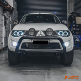 Black High Power LED Angel Eyes Projector Head Lights for Mitsubishi Triton ML MN 2006 - 2015 - Mars Performance