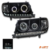 Black LED DRL & Angel - Eyes Projector Head Lights for Toyota LANDCRUISER 100 Series 2005 - 2007 FJ100 LC100 - Mars Performance