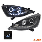 Black LED DRL & CCFL Angel - Eyes Projector Head Lights for Honda Jazz FIT GE 2008 - 2011 - Mars Performance