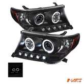 Black LED DRL & CCFL Angel Eyes Projector Head Lights for Toyota LANDCRUISER 200 Series LC200 FJ200 2007 - 2015 - Mars Performance