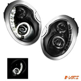 Black LED DRL Projector Head Lights for Mini Cooper R50 & Cooper S R53 2001 - 2006 - Mars Performance