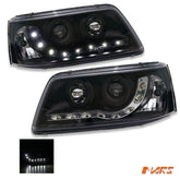 Black LED DRL Projector Head Lights for VolksWagen VW Transporter & Multivan T5 2004 - 2010 - Mars Performance