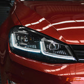 Black R 7.5 Style DRL LED Projector Head Lights with Sequential Indicators for VolksWagen VW Golf VII MK - 7 2013 - 2017 - Mars Performance