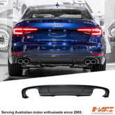Black S4 Style Twin Exhaust outlet Diffuser for AUDI A4 B9 Sedan S - Line Rear Bumper bar 2016 - 2018 - Mars Performance