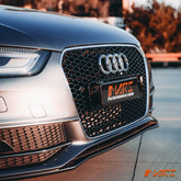 Chrome Black Honeycomb RS4 Style Front Bumper Bar Grille Grill Bodykit for AUDI A4 B8 2012 - 2016 - Mars Performance