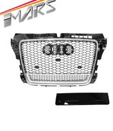 Chrome Black QUATTRO RS3 Style Front Bumper Bar Grille Grill Bodykit for AUDI A3 8P 2009 - 2012 Facelift - Mars Performance
