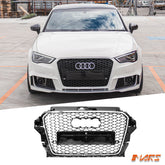 Chrome Black RS3 Style Front Bumper Bar Grille Grill Bodykit for AUDI A3 S3 8V 2013 - 2016 - Mars Performance