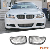 Chrome M3 style front bumper bar grill grille bodykit for BMW 3 - Series E90 Sedan & E91 Wagon 2009 - 2011 LCI - Mars Performance