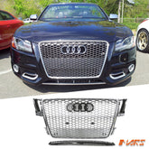 Chrome Silver Honeycomb RS5 Style Front Bumper Bar Grille Grill Bodykit for AUDI A5 S5 8T 2008 - 2012 - Mars Performance