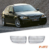 Chrome Silver M3 style Front Bumper Bar Kidney Grille Grill Bodykit for BMW 3 - Series E90 Sedan & E91 Wagon Pre LCI 2005 - 2008 - Mars Performance