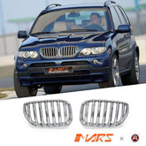 Chrome Silver X5M Style Front Kidney Grille Grill Bodykit for BMW X5 E53 LCI 2004 - 2006 - Mars Performance