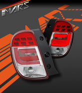 Clear Red 3D LED Stripe Tail Lights for Nissan Micra K13 2010 - 2014 - Mars Performance