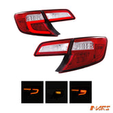 Clear Red 3D Stripe Bar Tail lights with LED Indicators for Toyota Camry Sedan 2012 - 2015 - Mars Performance