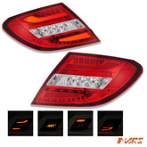 Clear Red Full LED Tail lights for Mercedes - Benz C - Class W204 Sedan 2007 - 2010 & C63 AMG - Mars Performance