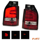 Clear Red LED Tail lights with LED Indicators for Volkswagen VW Transporter T5 T5.1 2004 - 2015 - Mars Performance