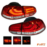 Clear Red R Style 3D LED Stripe Bar Tail lights for Volkswagen VW Golf VI 6 2008 - 2013 - Mars Performance