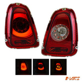 Clear Red Tail lights with 3D Stripe Bar & LED Indicators for Mini Cooper Hatch R56 LCI 2010 - 2013 - Mars Performance