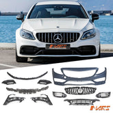 Complete Facelift front bumper bar with Grill bodykit for Mercedes Benz AMG C63 & C63 - S W205 C205 S205 A205 2015 - 2023 - Mars Performance