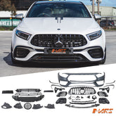 Completed Front Bumper Bar with Grill & Canards for Mercedes - Benz Genuine A45 A45S AMG W177 Hatch 2018 - 2024 - Mars Performance
