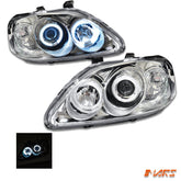 Crystal Clear CCFL Angel - Eyes Projector Head Lights for Honda Civic EK 1999 - 2000 - Mars Performance
