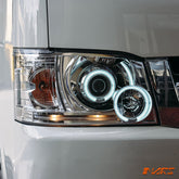 Crystal Clear CCFL Angel Eyes Projector Head Lights for Toyota Hiace 2005 - 2010 - Mars Performance