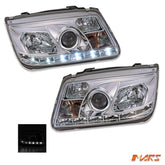 Crystal Clear DRL LED Projector Head Lights for VolksWagen Bora & Jetta 1998 - 2004 MK4 - Mars Performance