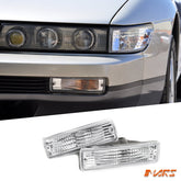 Crystal Clear Front Bumper bar Turn Signal Indicator Lights for Nissan Silvia S13 1988 - 1993 - Mars Performance