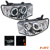 Crystal Clear High Power LED Angel Eyes Projector Head Lights for Mitsubishi Triton ML MN 2006 - 2015 - Mars Performance