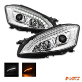 Crystal Clear S65 AMG Style DRL LED Projector Head Lights with LED Indicators for Mercedes - Benz S - Class W221 Sedan 2006 - 2009 - Mars Performance