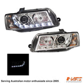 Crystal DRL LED Projector Head Lights for Holden & HSV Commodore VZ - Mars Performance