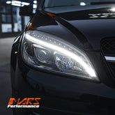 Crystal LED DRL Projector Head Lights for Mercedes - Benz C - Class W204 2007 - 2010 - Halogen Model only - Mars Performance