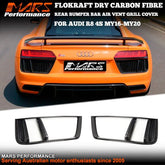 FloKraft Dry Carbon Fibre Rear Bumper bar Air Vent Grill Cover Bodykit for AUDI R8 4S 2016 - 2020 - Mars Performance
