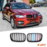 Gloss Black F86 X5M X6M Style Front Kidney Grille Grill Bodykit with colour Stripes for BMW X5 E70 & X6 E71 - Mars Performance