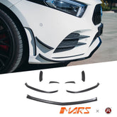 Gloss Black Front bumper Aero lip BodyKit & side Blade Canards for Mercedes - Benz A - Class W177 V177 & A35 AMG 2018 - 2023 - Mars Performance